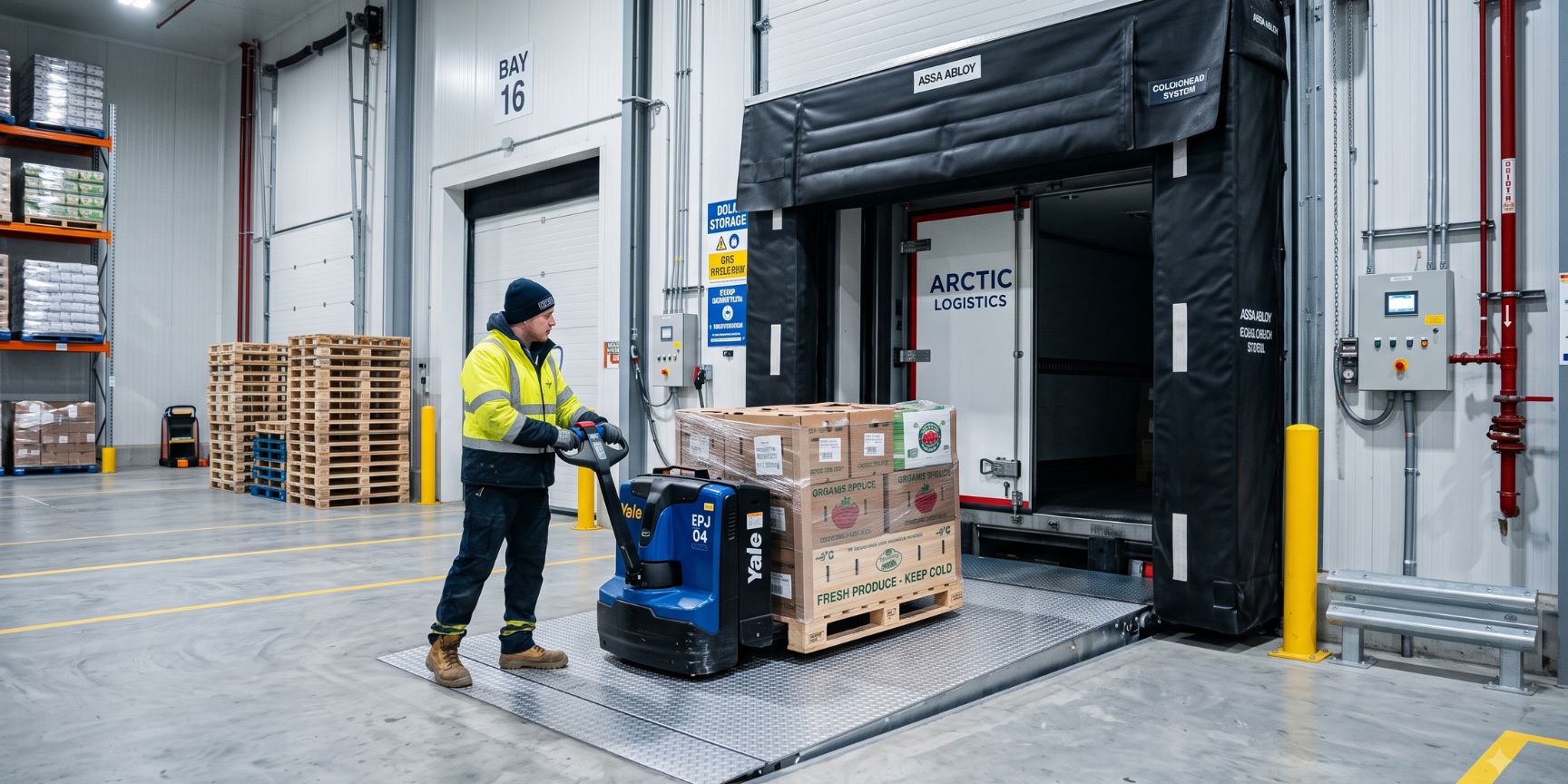 A view into a modern multi-temperature logistics hall with separate zones for frozen, fresh and dry goods, which offers flexibility for contract logistics.